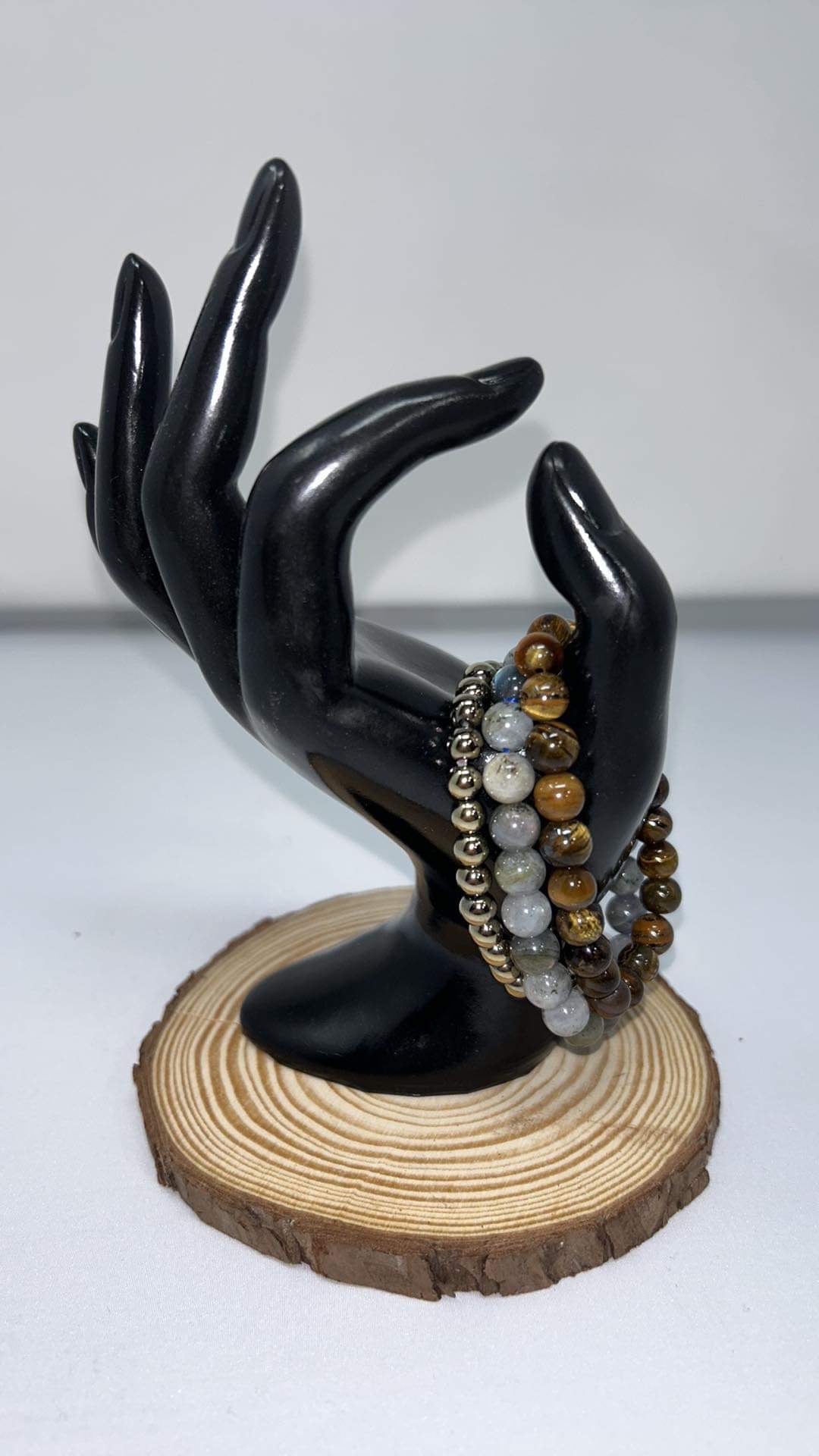 Labradorite, Tigers Eye, and Pyrite crystal bracelet set to manifest a Fierce Spirit and to encourage oneself to keep going.