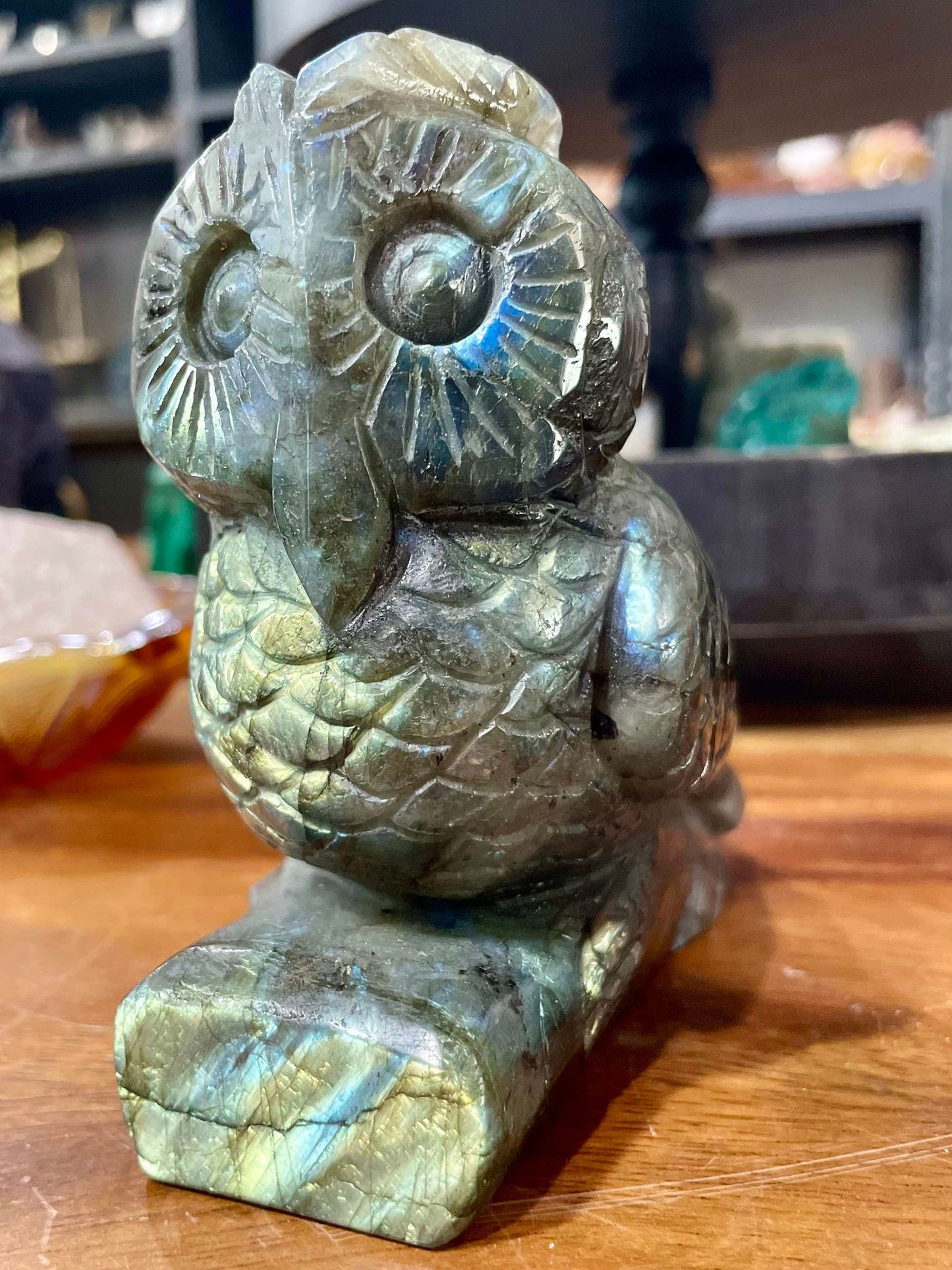 High quality labradorite owl